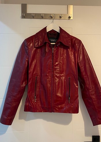 Derimod bordo deri ceket - Görsel 2