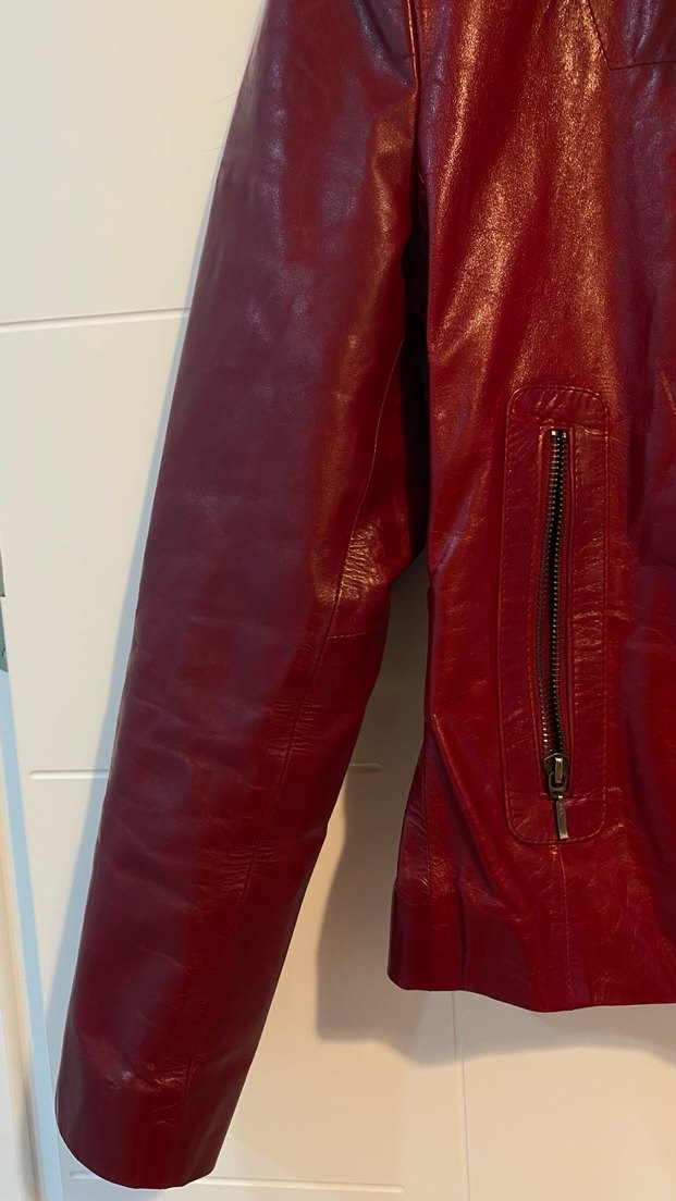 Derimod bordo deri ceket - Görsel 5