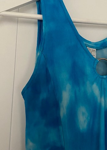 Mavi Batik Desenli Kadın Uzun Elbise - Görsel 2