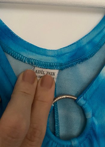 Mavi Batik Desenli Kadın Uzun Elbise - Görsel 3