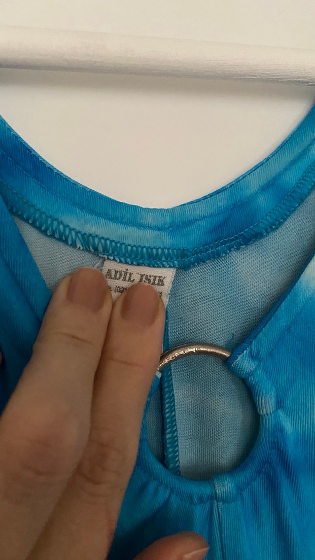 Mavi Batik Desenli Kadın Uzun Elbise - Görsel 3