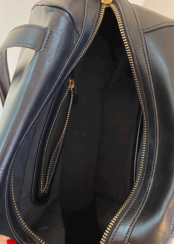 Zara deri siyah kol çantası - Görsel 6