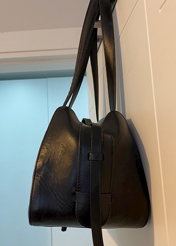 Zara deri siyah kol çantası - Görsel 2