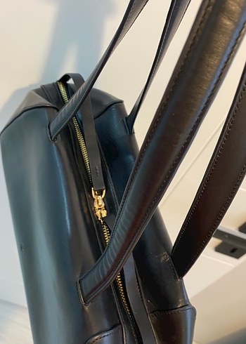 Zara deri siyah kol çantası - Görsel 5