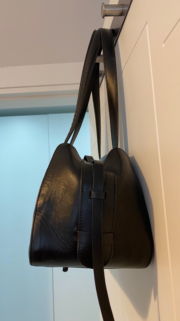 Zara deri siyah kol çantası - Görsel 2