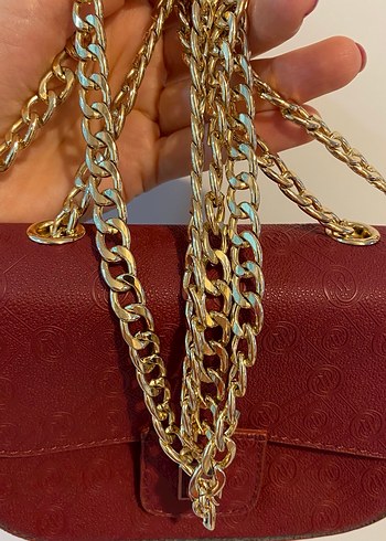 Vakko bordo zincir askılı çanta - Görsel 5