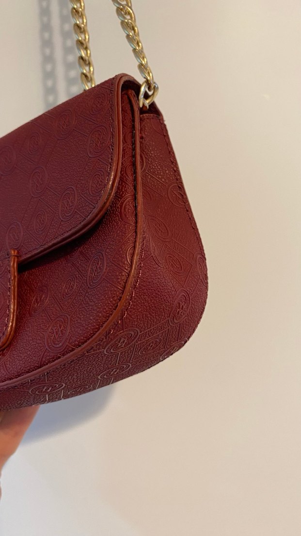 Vakko bordo zincir askılı çanta - Görsel 2