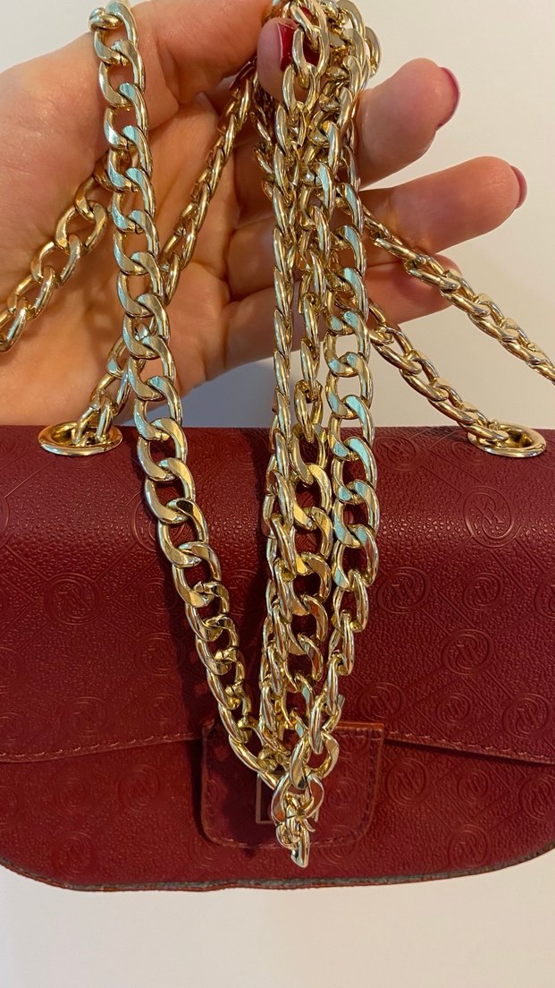 Vakko bordo zincir askılı çanta - Görsel 5