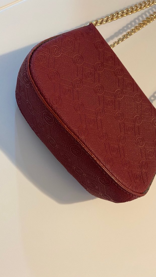 Vakko bordo zincir askılı çanta - Görsel 4