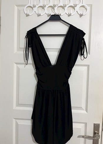 Siyah V Yaka Mini Elbise - Görsel 2