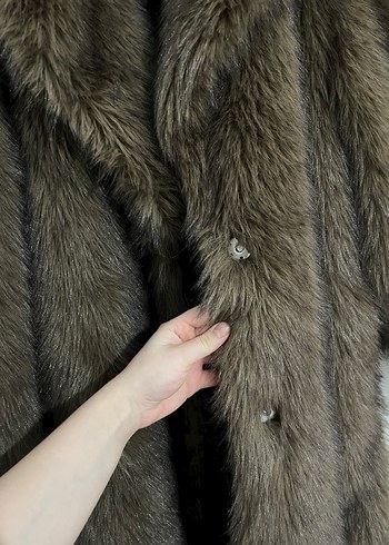 Stradivarius tüylü kurk uzun kaban - Görsel 5