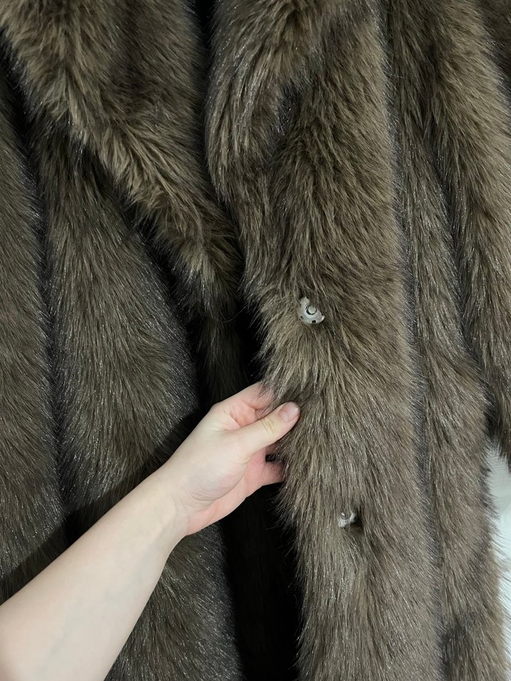 Stradivarius tüylü kurk uzun kaban - Görsel 5