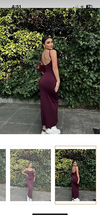 Açık bordo askılı elbise - Görsel 2