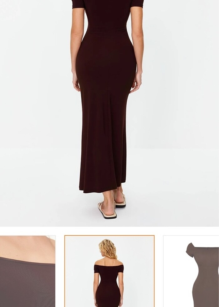 Kahverengi elbise - Görsel 2