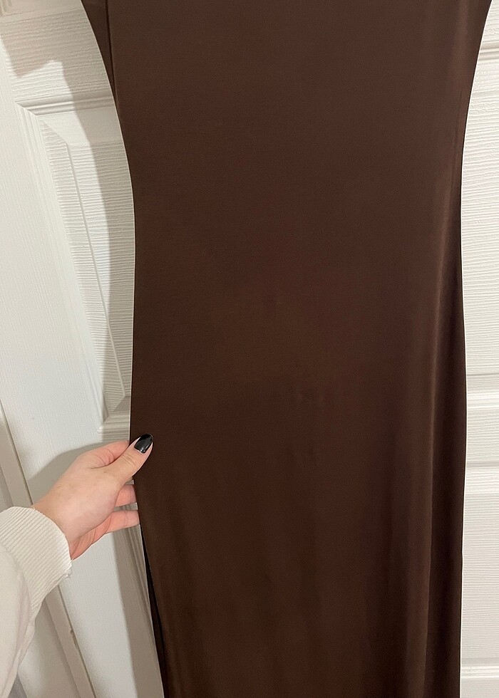 Kahverengi elbise - Görsel 4