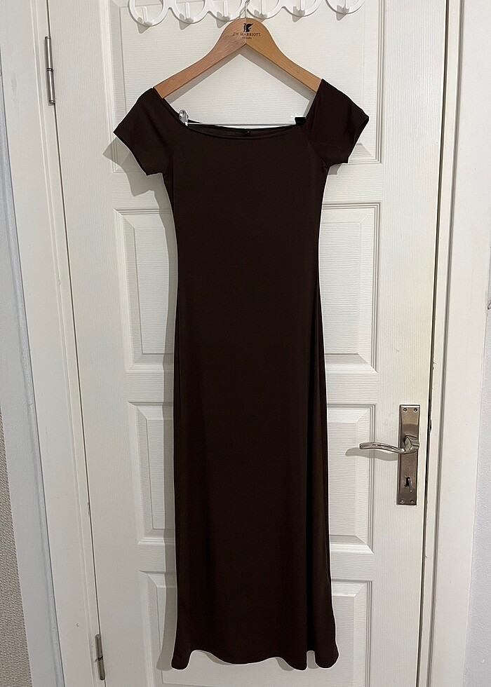 Kahverengi elbise - Görsel 3