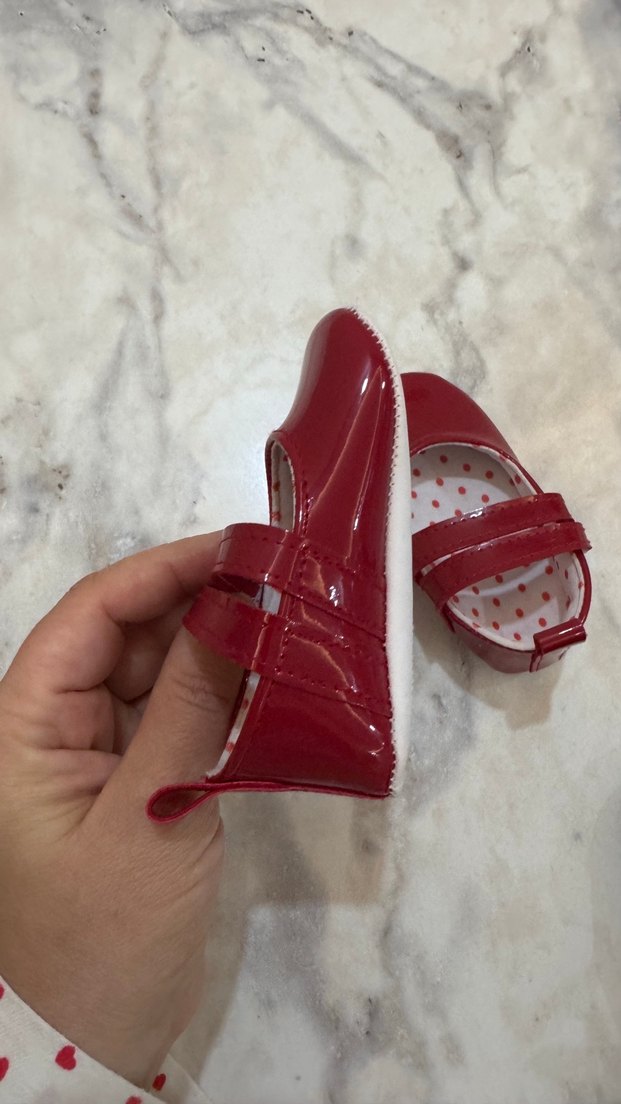 Kız Çocuk Kırmızı Parlak Babet Ayakkabı - Görsel 3