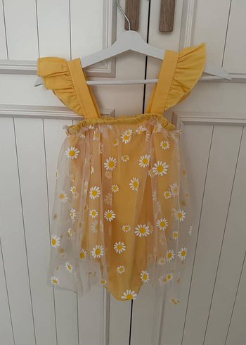 Accessorize Sarı Çiçekli Kız Çocuk Elbisesi
