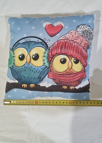  Beden mavi Renk Renkli Baykuş Desenli Yastık
