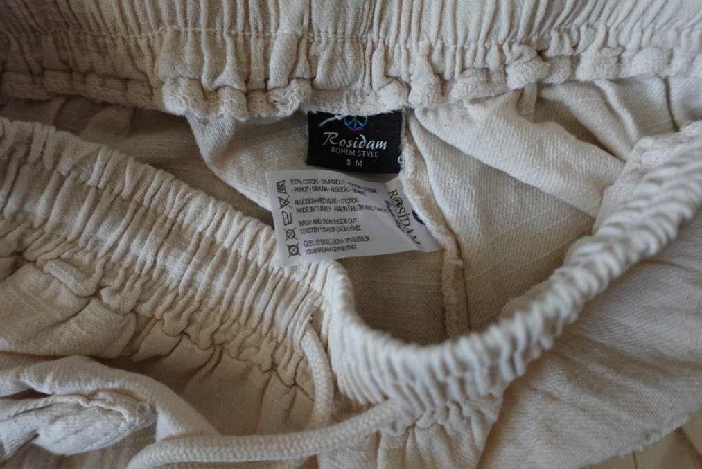 Bej Keten Bol Kesim Midi Pantolon - Görsel 3