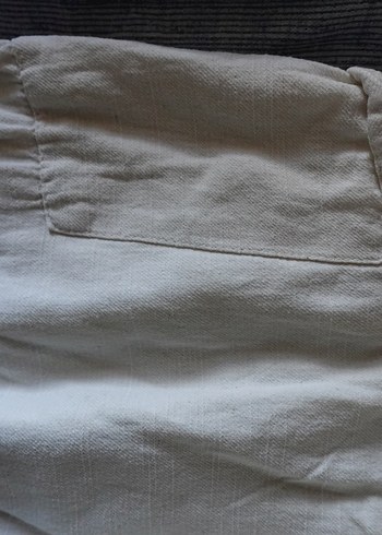 Krem- Bej Bol Kesim Midi Bohem Keten Pantolon - Görsel 4