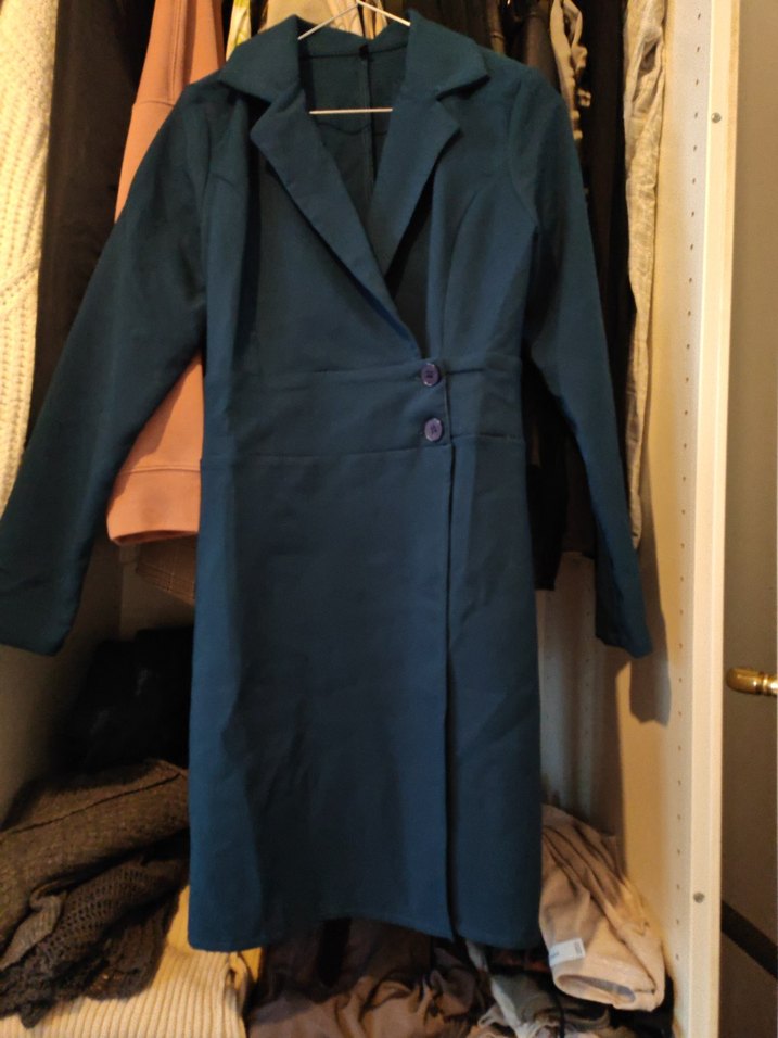 Düğmeli Lacivert Uzun Ceket Elbise - Görsel 2