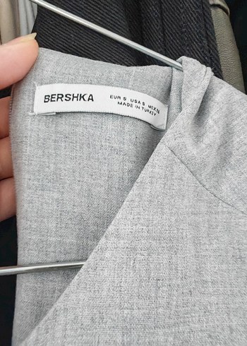 BERSHKA Gri Midi Elbise  Bisiklet Yaka - Görsel 3
