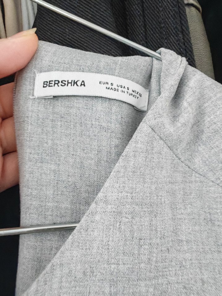 BERSHKA Gri Midi Elbise  Bisiklet Yaka - Görsel 3