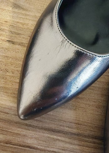 Gri Parlak Metal Tokalı Stiletto Kadın Topuklu - Görsel 3