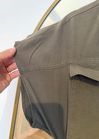 Mango Koyu Yeşil Keten Kemerli Uzun Kadın Tulum - Görsel 3