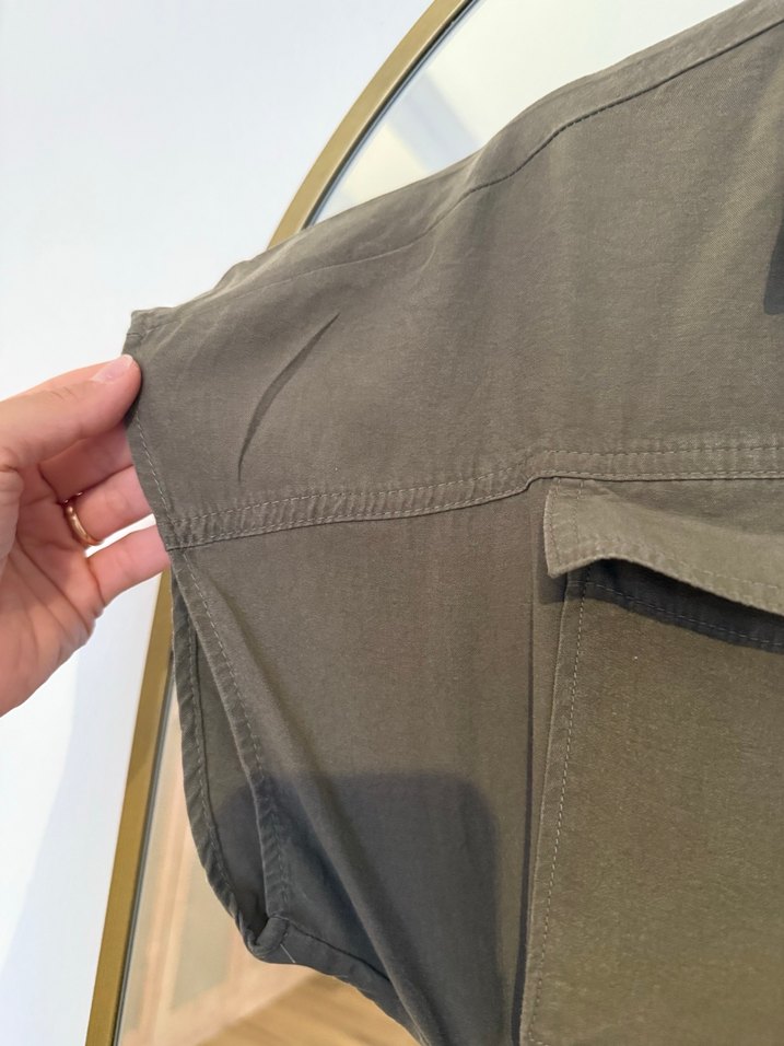 Mango Koyu Yeşil Keten Kemerli Uzun Kadın Tulum - Görsel 3