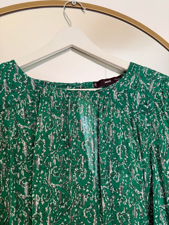 Mango Yeşil Salaş Bohem Uzun Kollu Bluz - Görsel 2