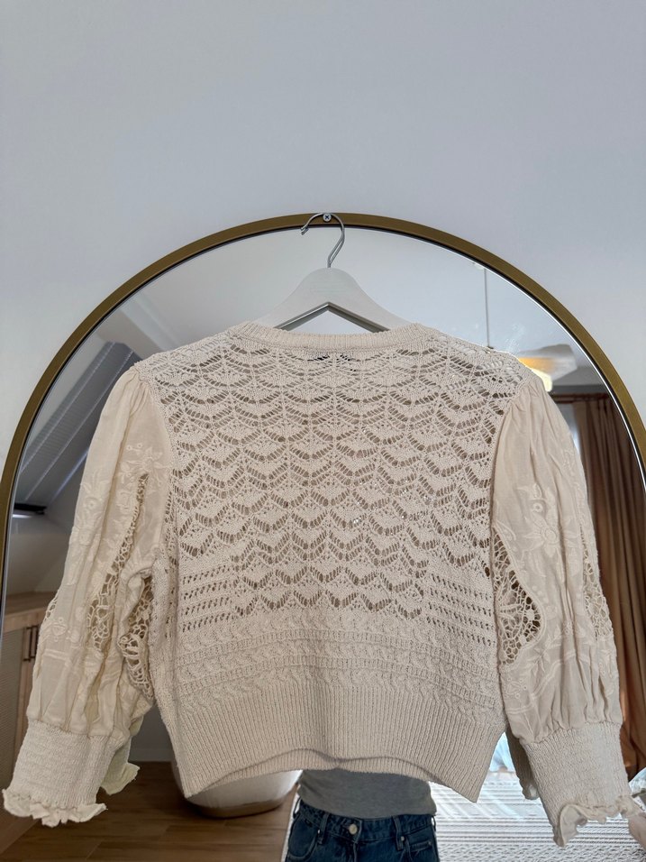 Zara Nakışlı Beyaz Örgü Kadın Hırka - Görsel 2