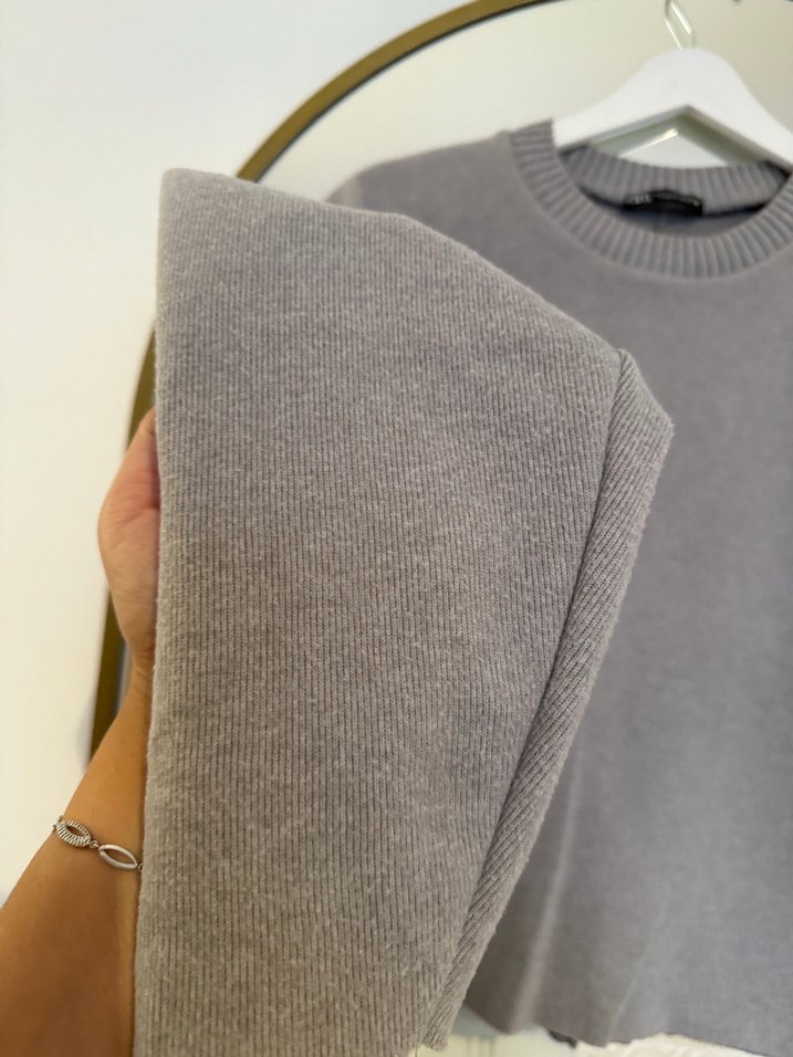 Zara Gri Uzun Kollu Triko Takım - Görsel 5