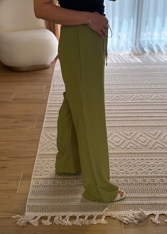 H&M İnce Yeşil Pantolon - Görsel 2