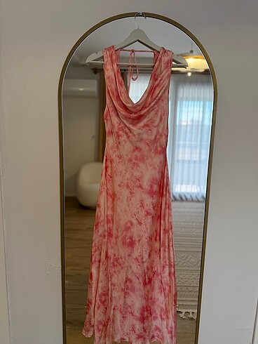 Zara Saten Desenli Elbise - Görsel 2