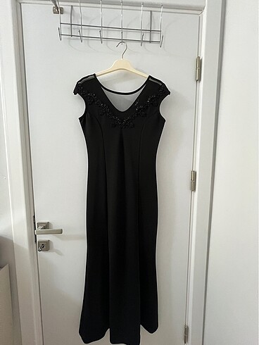 Siyah uzun elbise - Görsel 5