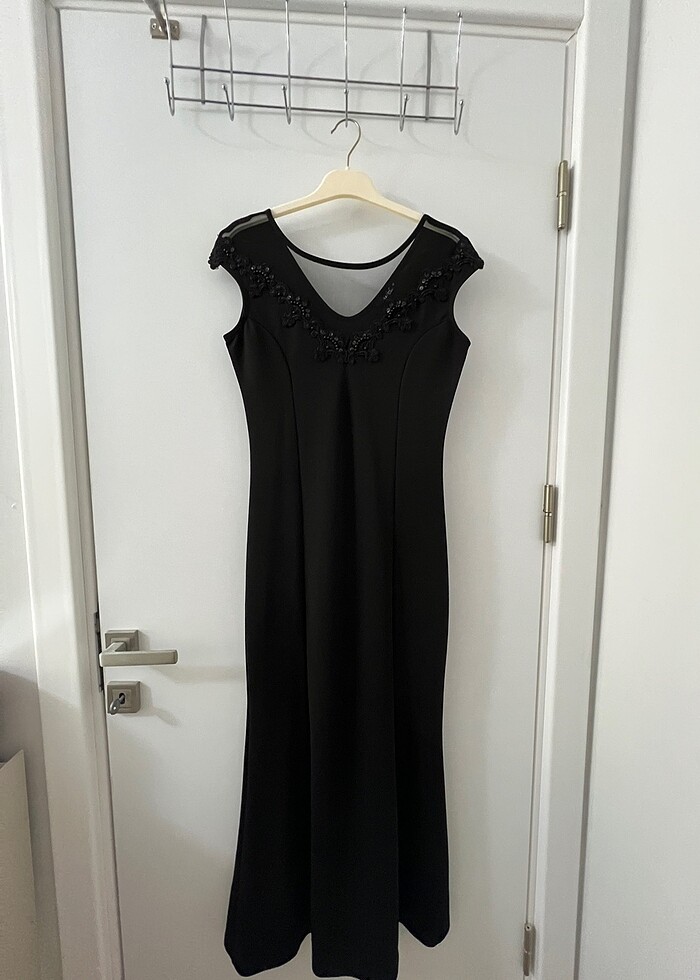 Siyah uzun elbise - Görsel 5