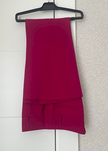 Diğer Düğmeli Pembe Midi Kumaş Kadın Pantolon
