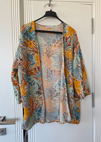 40 Beden Bohem Çok Renkli Midi Kimono
