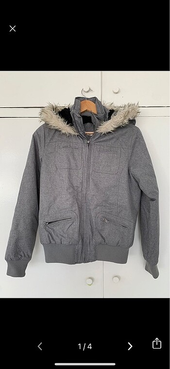 Koton jeans kapüşonlu kalın mont