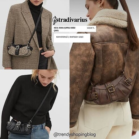 Stradivarius metal tokalı çapraz askılı çanta - Görsel 2