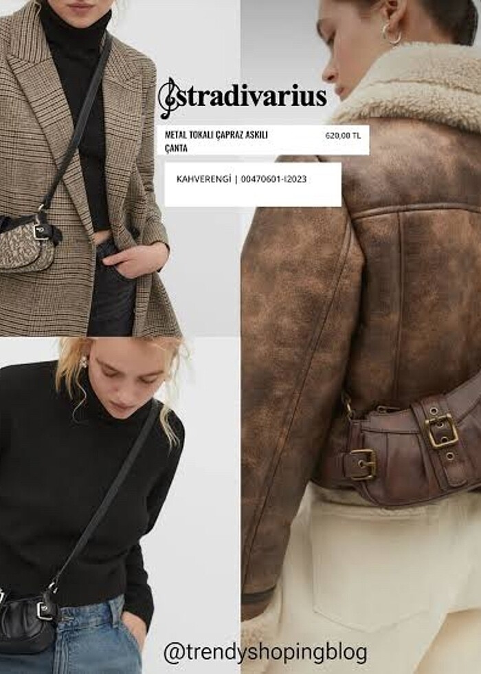 Stradivarius metal tokalı çapraz askılı çanta - Görsel 2