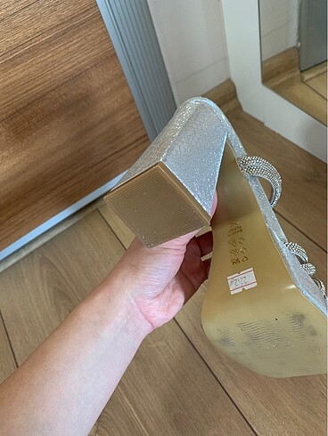 Handmade abiye gümüş topuklu ayakkabı - Görsel 5