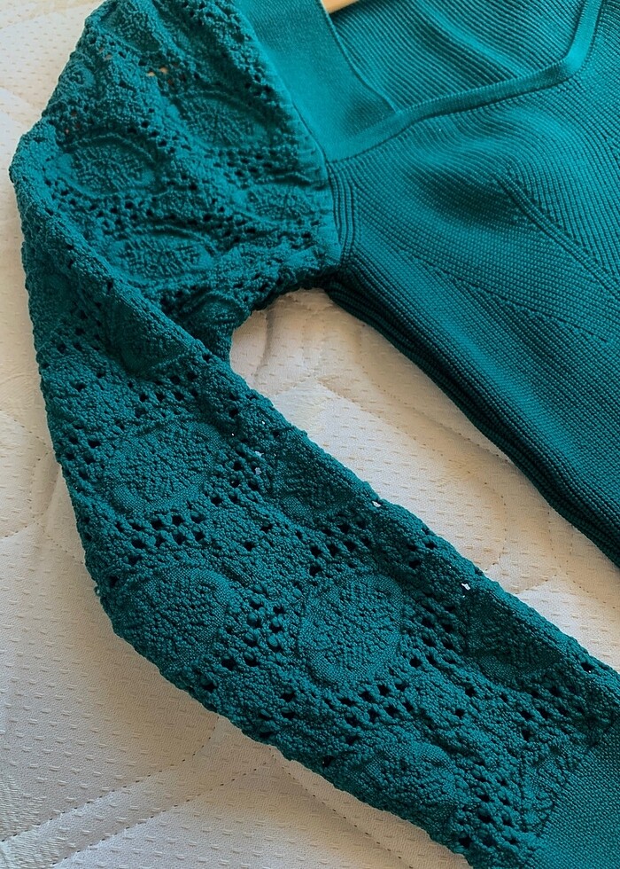 Kolları dantel triko kazak - Görsel 2