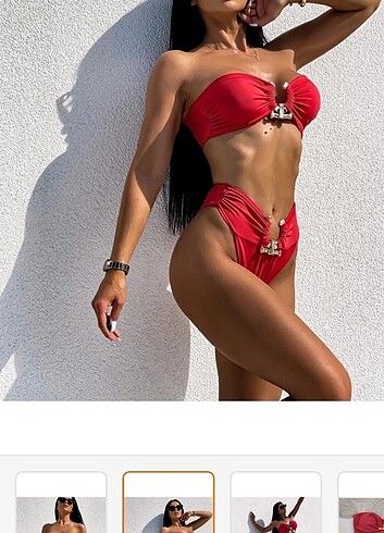 m Beden Bikini kirmizi