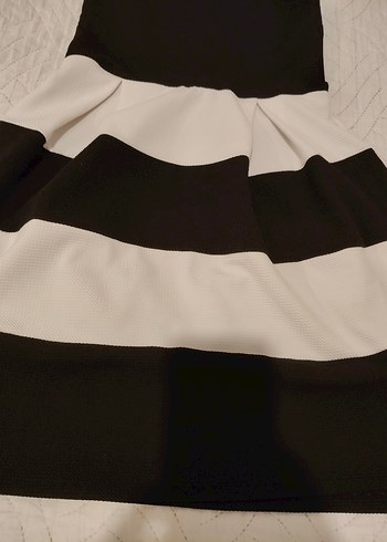 Pliseli Siyah-Beyaz Midi Hamile Eteği - Görsel 2