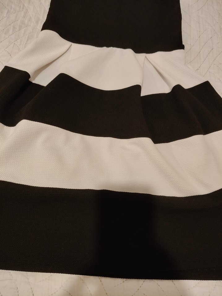 Pliseli Siyah-Beyaz Midi Hamile Eteği - Görsel 2