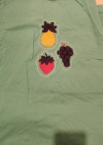 Kız Çocuk Yeşil Baskılı Kısa Kollu Tişört - Görsel 2