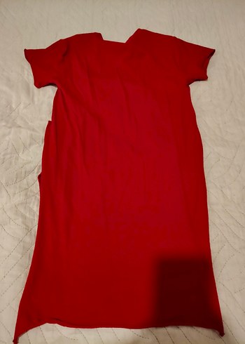 Kırmızı V Yaka Hamile Midi Elbise - Görsel 5